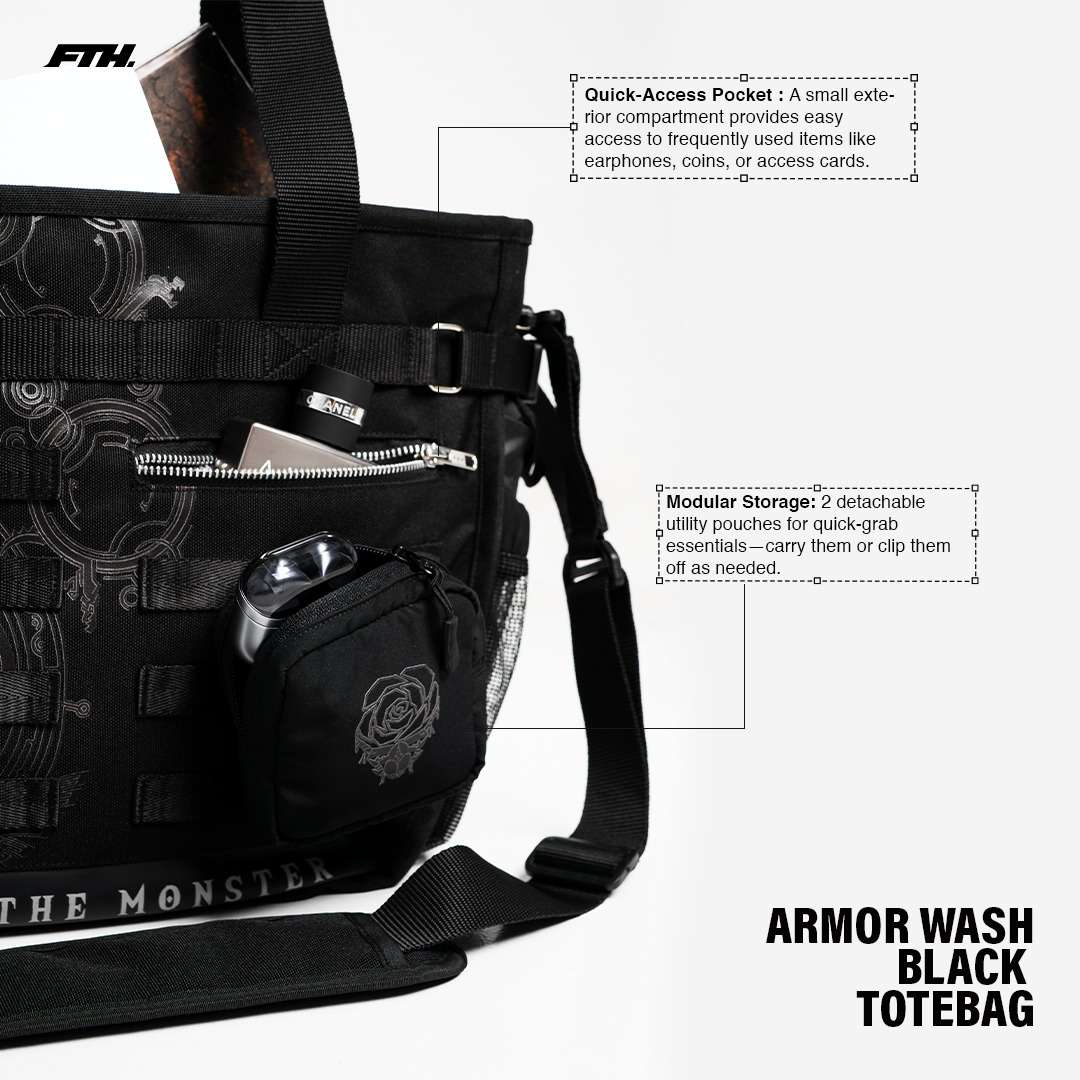 Faith Industries MH Wilds Armor Wash Black Totebag