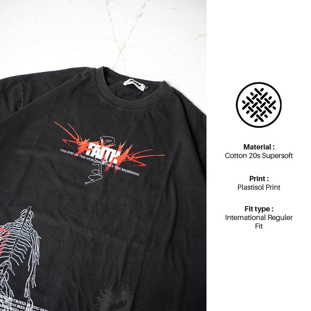 Faith Industries "Neo Tokyo is About to Explode" Black Acid Wash Tshirt