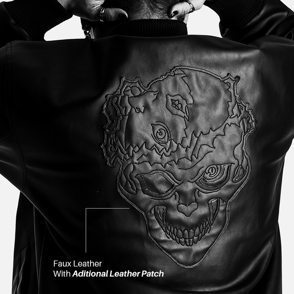 Faith Industries "The Skull Knight" Leather Jacket Black